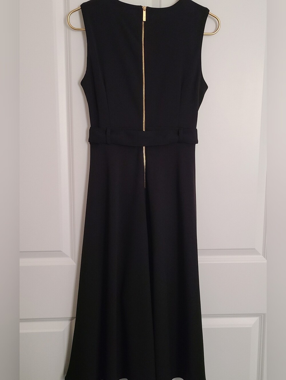 Calvin Klein Black Belted Midi Dress Size 6 - Picture 4 of 12
